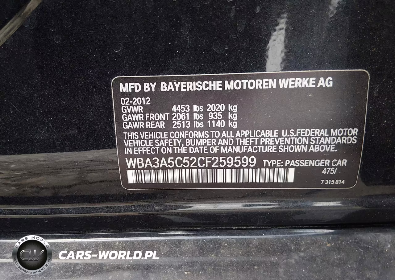 2012 BMW 328I VIN:WBA3A5C52CF259599 - 9