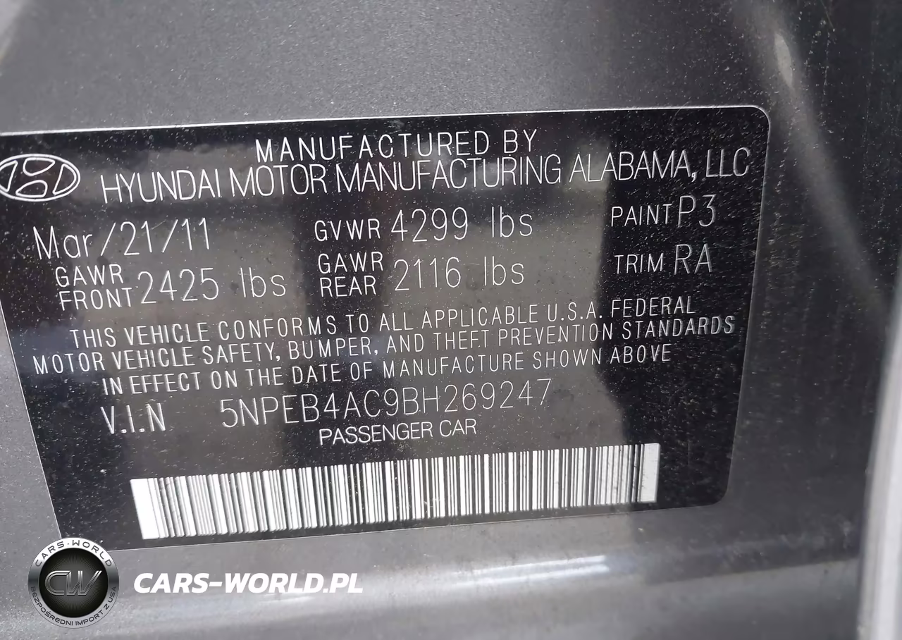 2011 Hyundai Sonata Gls VIN:5NPEB4AC9BH269247 - 9
