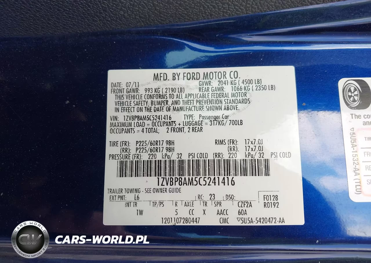 2012 Ford Mustang V6 VIN:1ZVBP8AM5C5241416 - 9