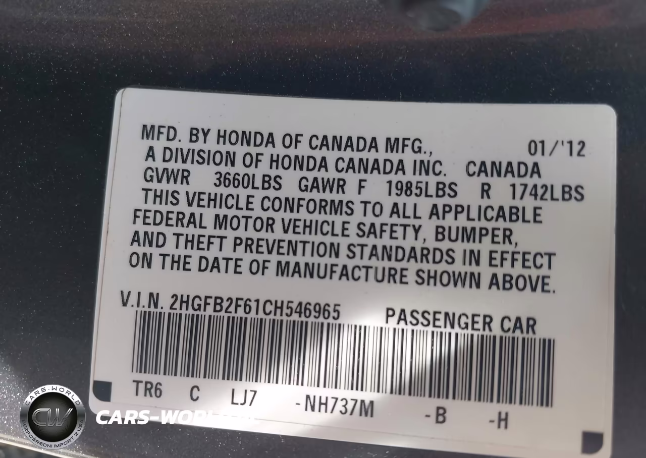 2012 Honda Civic Hf VIN:2HGFB2F61CH546965 - 9