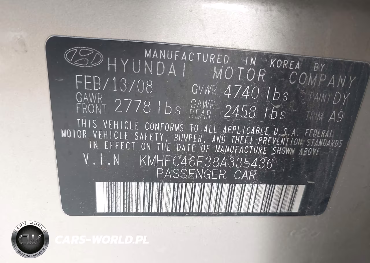 2008 Hyundai Azera Limited VIN:KMHFC46F38A335436 - 9