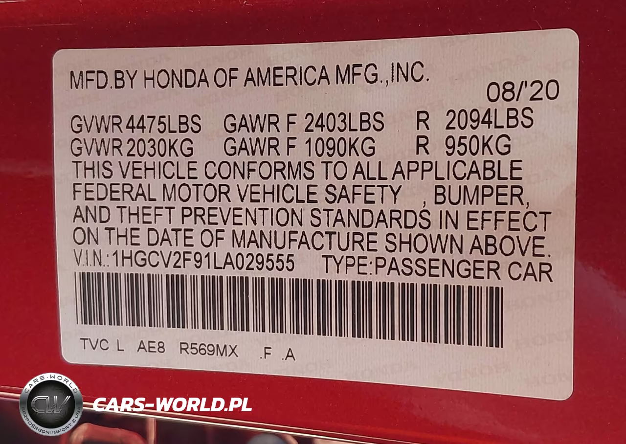 2020 Honda Accord Touring VIN:1HGCV2F91LA029555 - 9