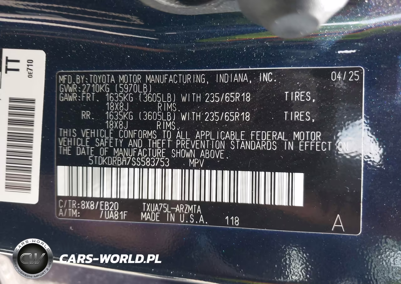 2025 Toyota Highlander Xle VIN:5TDKDRBH7SS583753 - 9