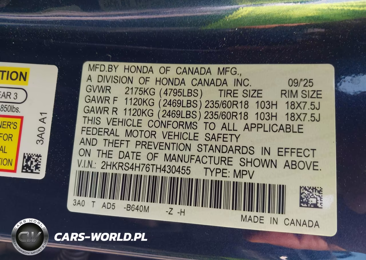 2026 Honda Cr-V Ex-L Awd VIN:2HKRS4H76TH430455 - 9