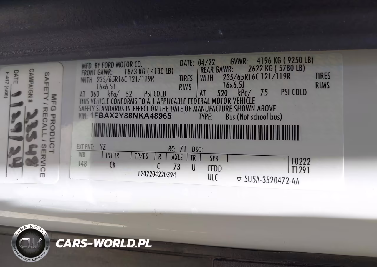 2022 Ford Transit-350 Passenger Van Xlt VIN:1FBAX2Y88NKA48965 - 9