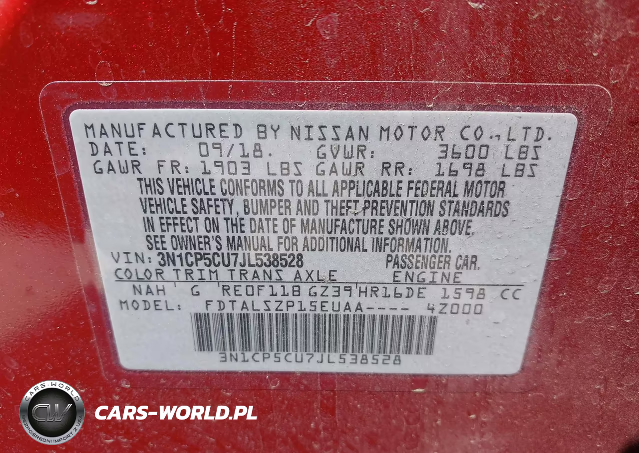 2018 Nissan Kicks Sv VIN:3N1CP5CU7JL538528 - 9