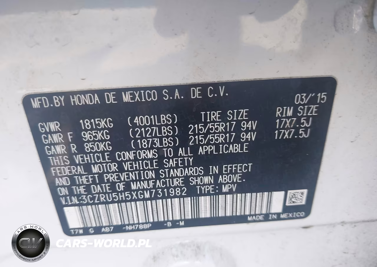 2016 Honda Hr-V Ex VIN:3CZRU5H5XGM731982 - 9
