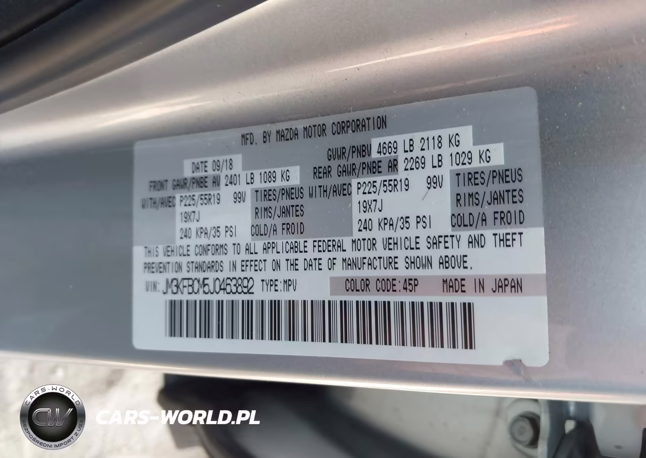 2018 Mazda Cx-5 Touring VIN:JM3KFBCM5J0463892 - 9