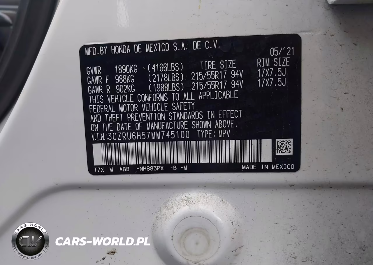 2021 Honda Hr-V Awd Ex VIN:3CZRU6H57MM745100 - 9