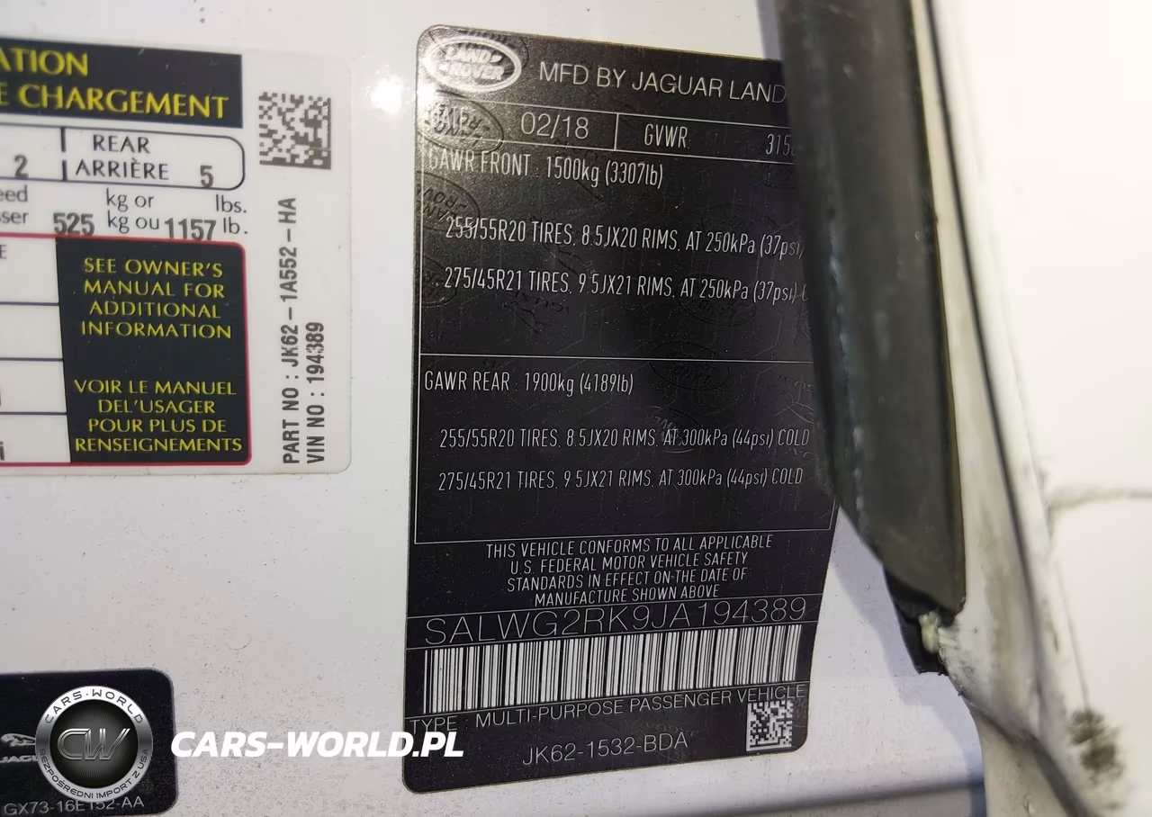 2018 Land Rover Range Rover Sport Se Td6 VIN:SALWG2RK9JA194389 - 9