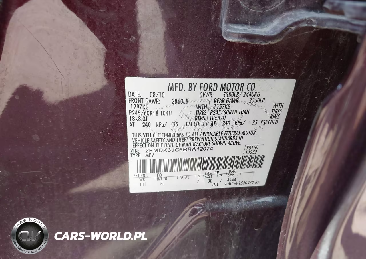 2011 Ford Edge Sel VIN:2FMDK3JC6BBA12074 - 9