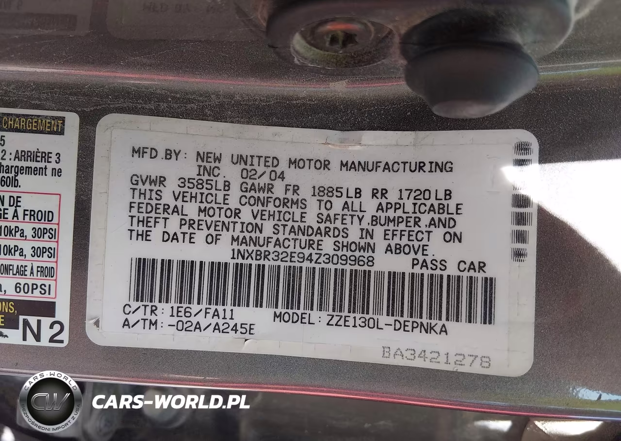 2004 Toyota Corolla Le VIN:1NXBR32E94Z309968 - 9
