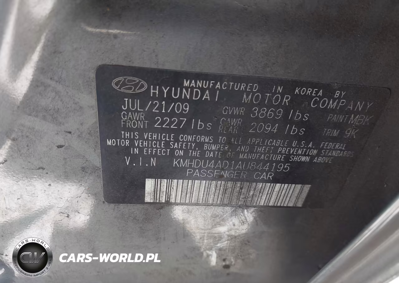 2010 Hyundai Elantra Gls VIN:KMHDU4AD1AU844195 - 9