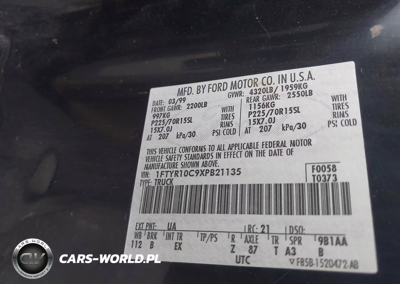 1999 Ford Ranger Xl-Xlt VIN:1FTYR10C9XPB21135 - 9