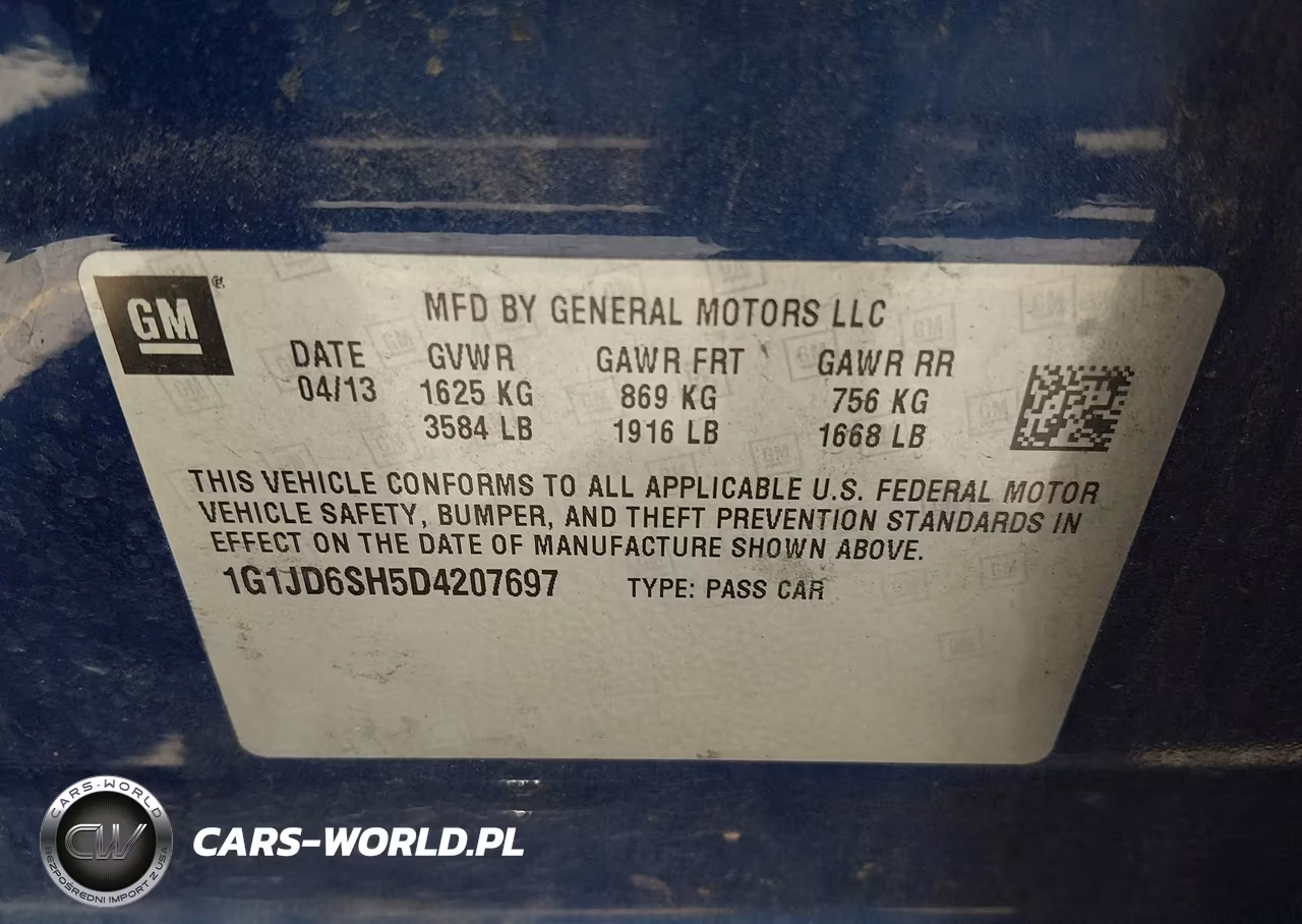2013 Chevrolet Sonic Lt Manual VIN:1G1JD6SH5D4207697 - 9