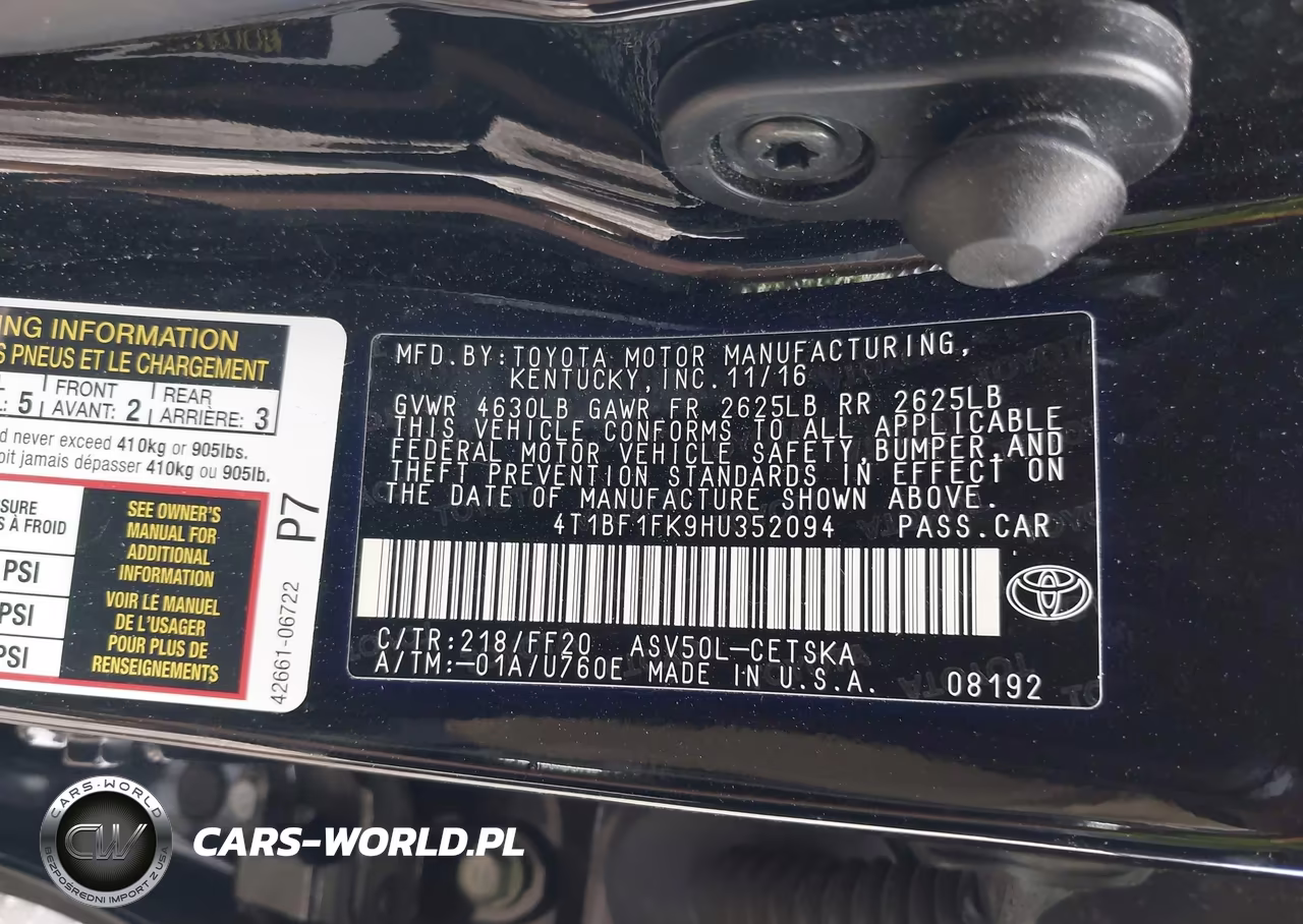 2017 Toyota Camry Se VIN:4T1BF1FK9HU352094 - 9