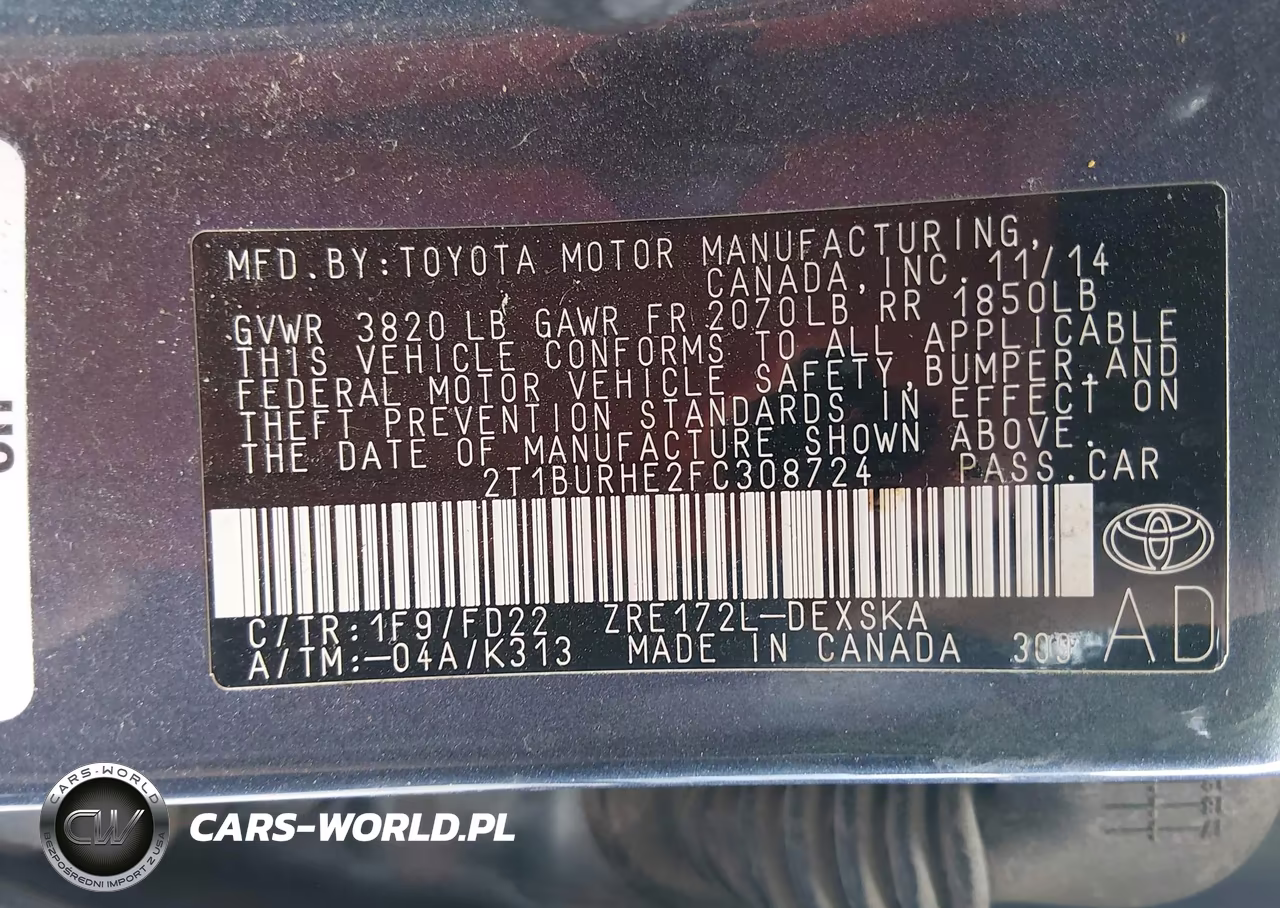 2015 Toyota Corolla S Plus VIN:2T1BURHE2FC308724 - 9