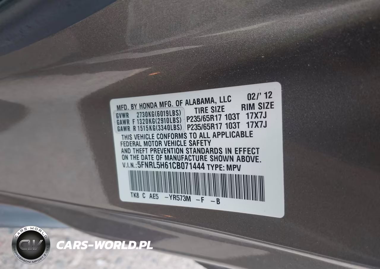 2012 Honda Odyssey Ex-L VIN:5FNRL5H61CB071444 - 9