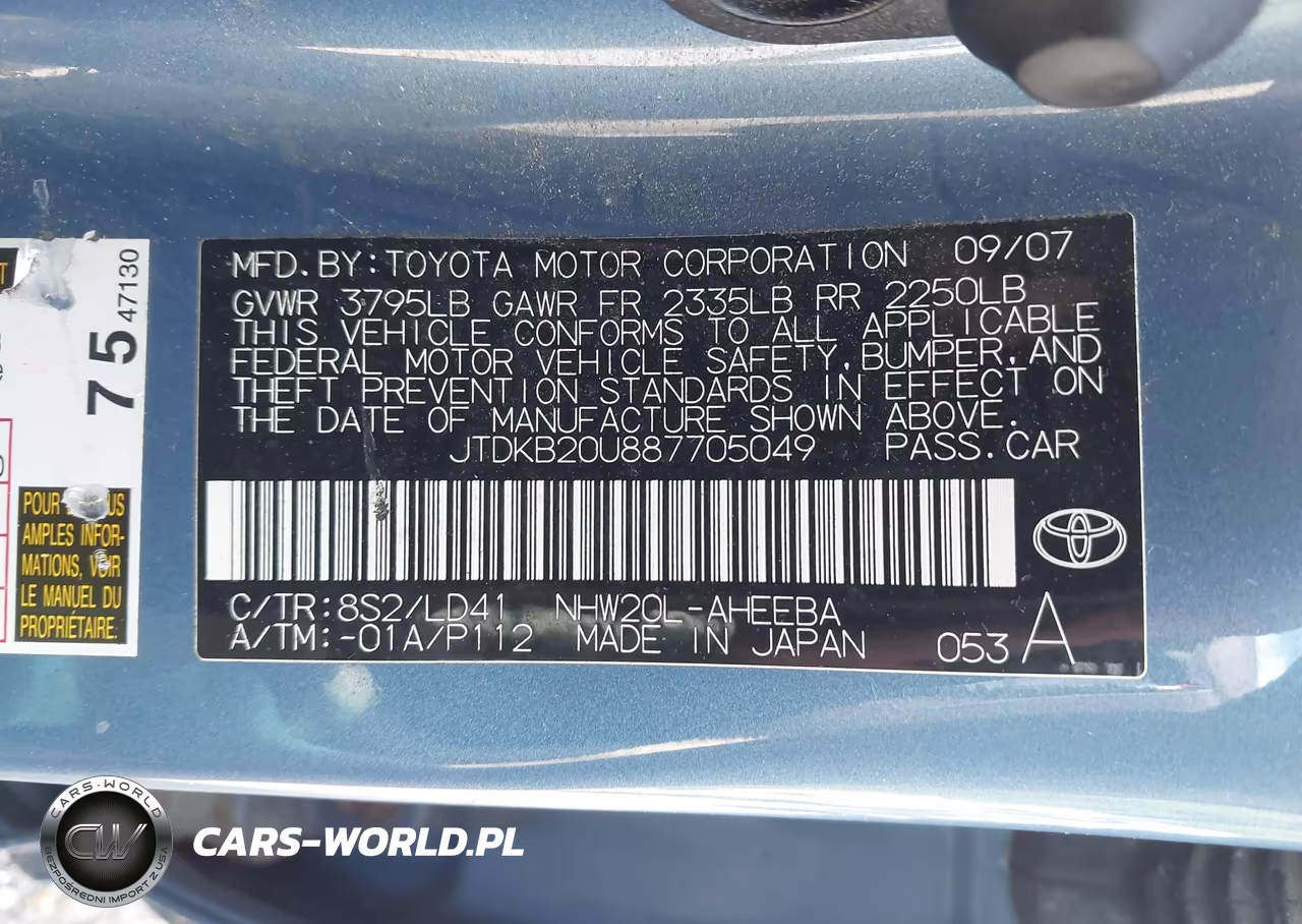 2008 Toyota Prius VIN:JTDKB20U887705049 - 9
