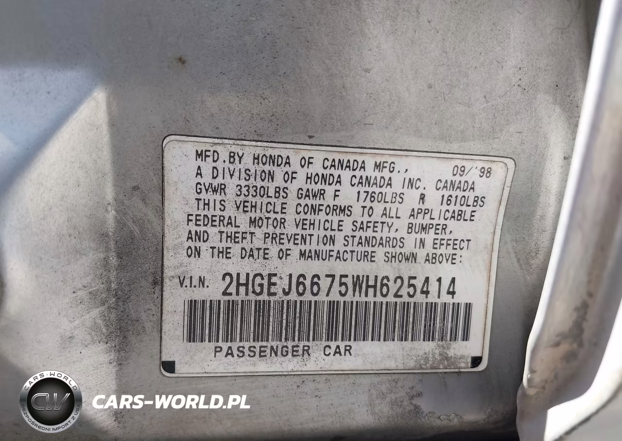 1998 Honda Civic Lx VIN:2HGEJ6675WH625414 - 9