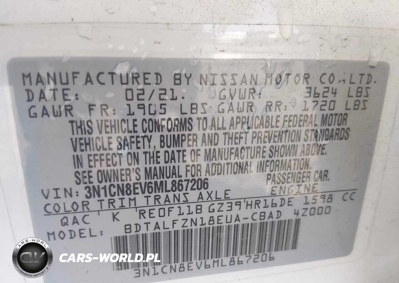 2021 Nissan Versa Sv Xtronic Cvt VIN:3N1CN8EV6ML867206 - 9