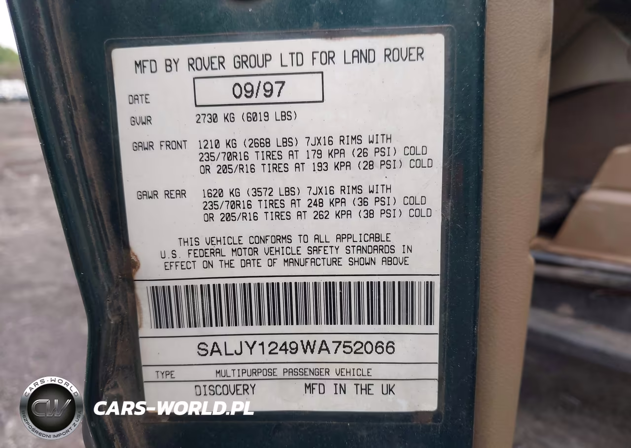 1998 Land Rover Discovery Le-Ls VIN:SALJY1249WA752066 - 9