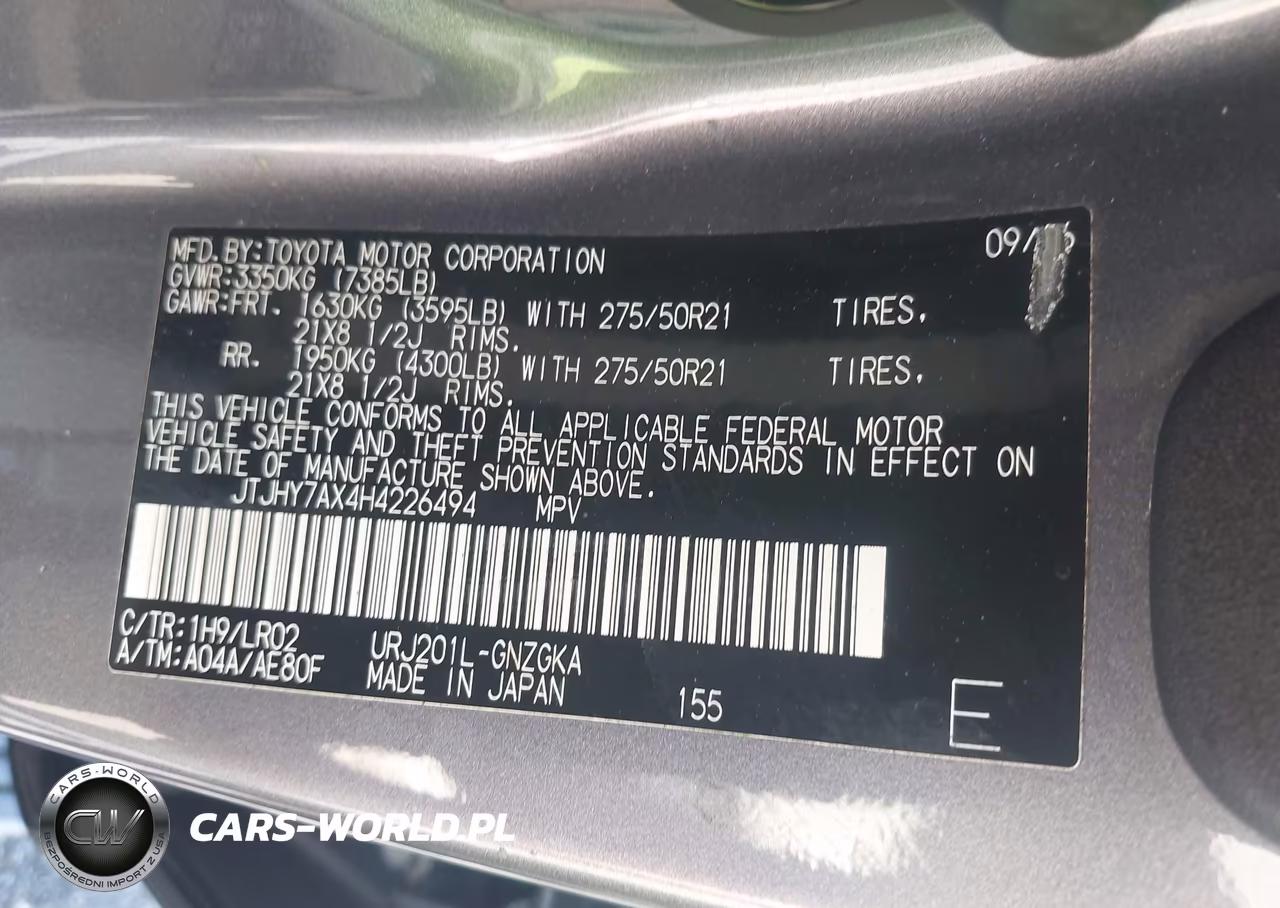2017 Lexus Lx 570 VIN:JTJHY7AX4H4226494 - 9
