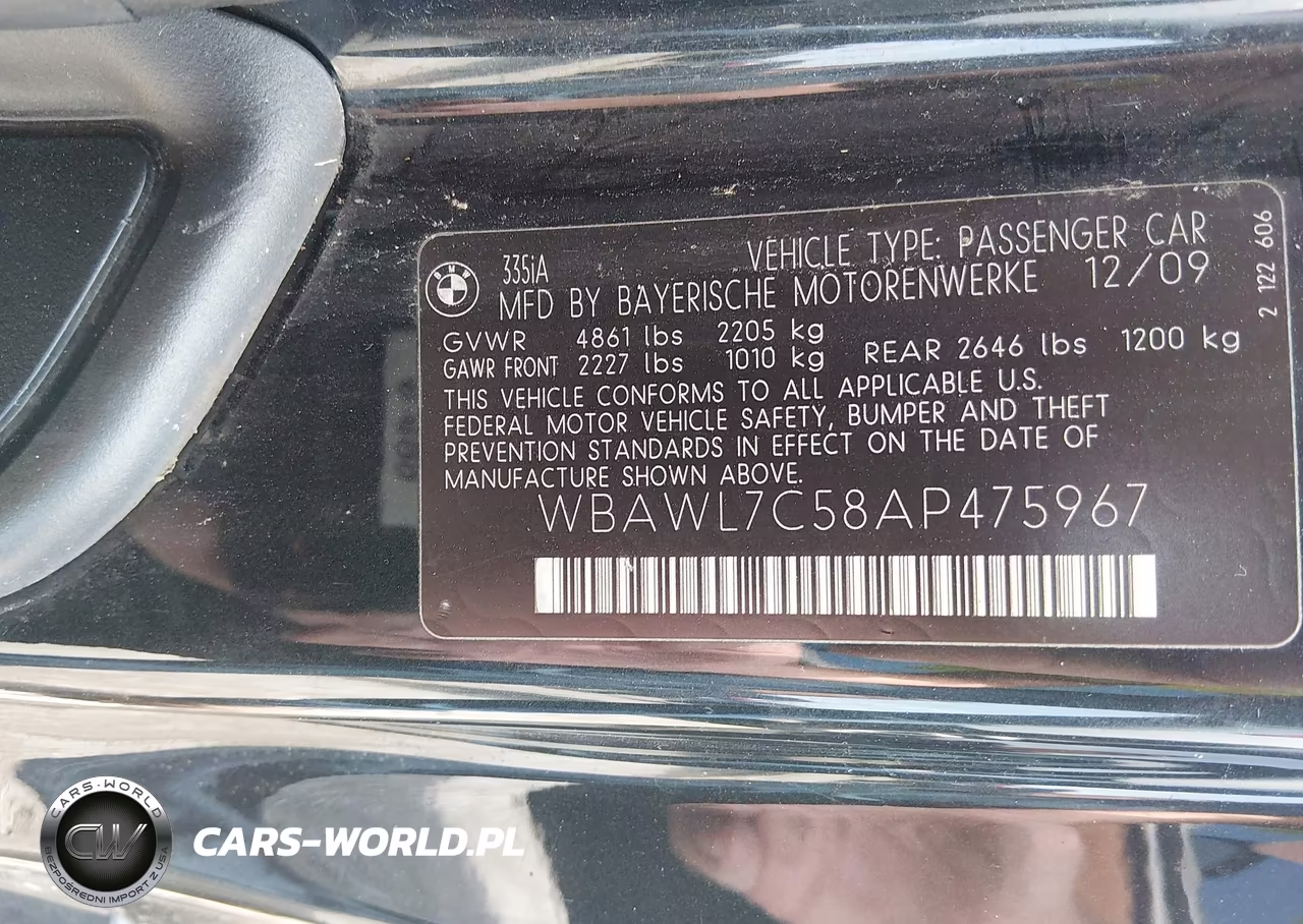 2010 BMW 335I VIN:WBAWL7C58AP475967 - 9