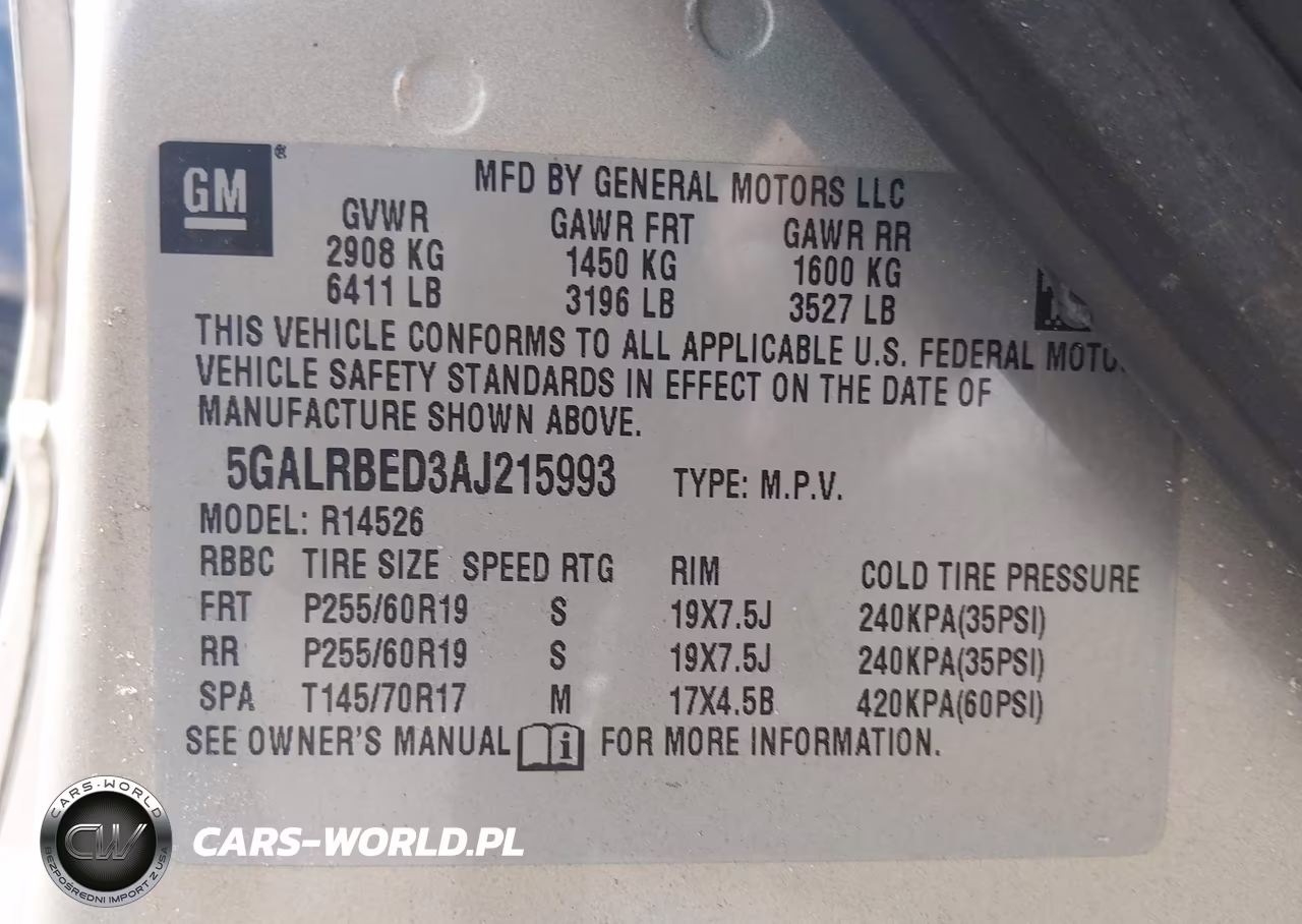 2010 Buick Enclave 1Xl VIN:5GALRBED3AJ215993 - 9