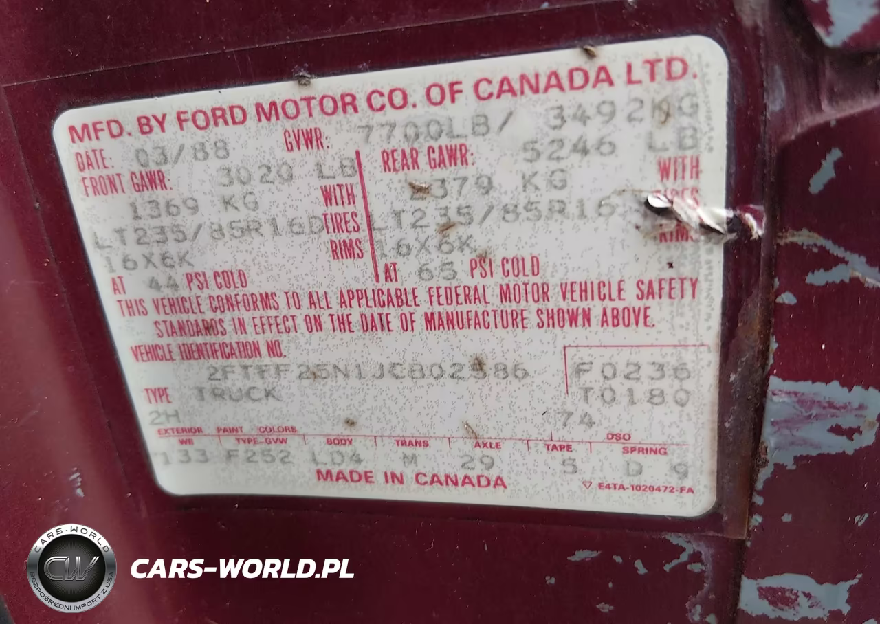 1988 Ford F250 VIN:2FTFF25N1JCB02586 - 9