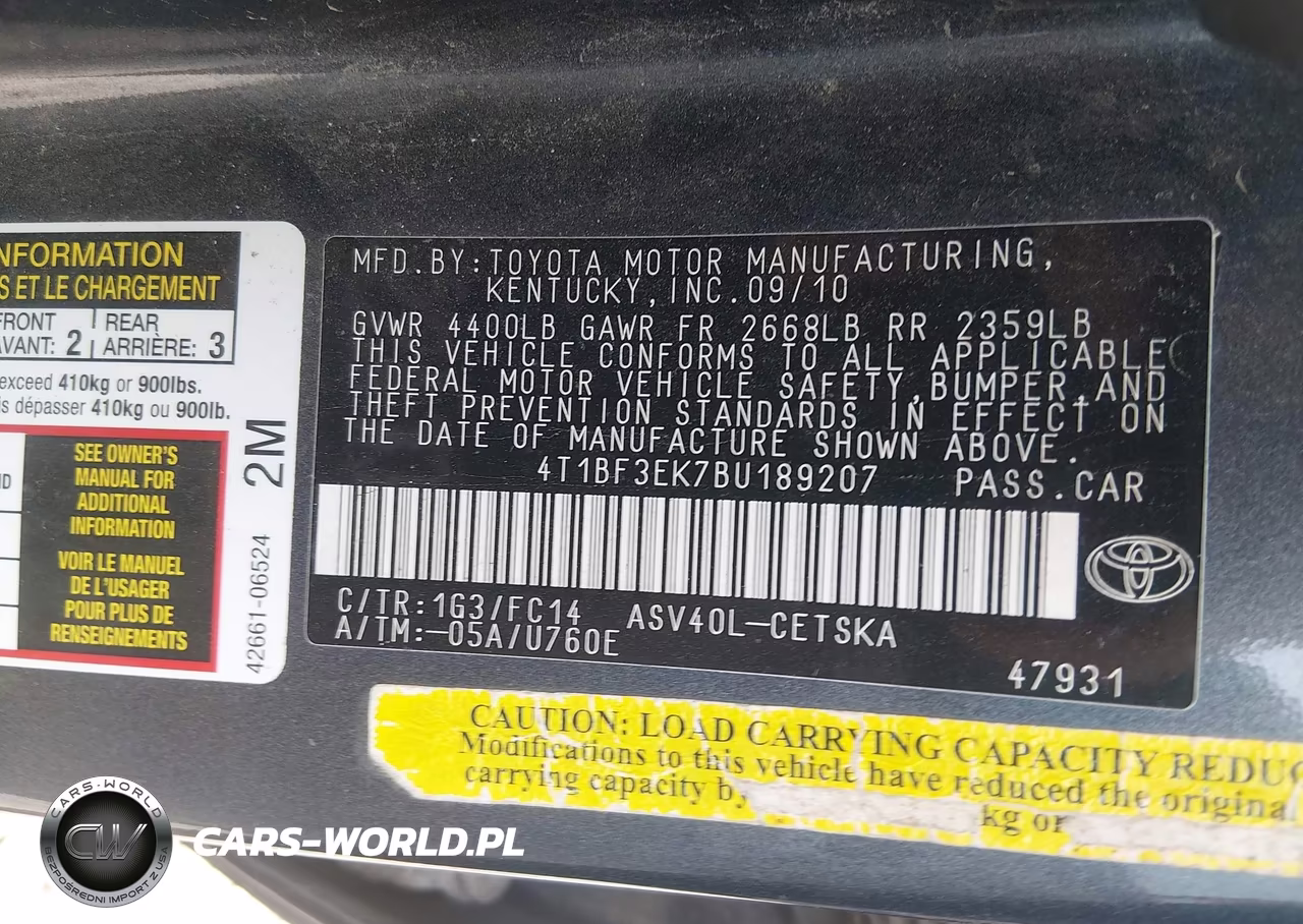 2011 Toyota Camry Se VIN:4T1BF3EK7BU189207 - 9
