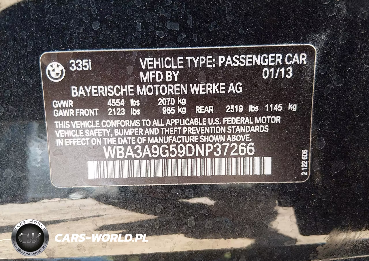 2013 BMW 335I VIN:WBA3A9G59DNP37266 - 9