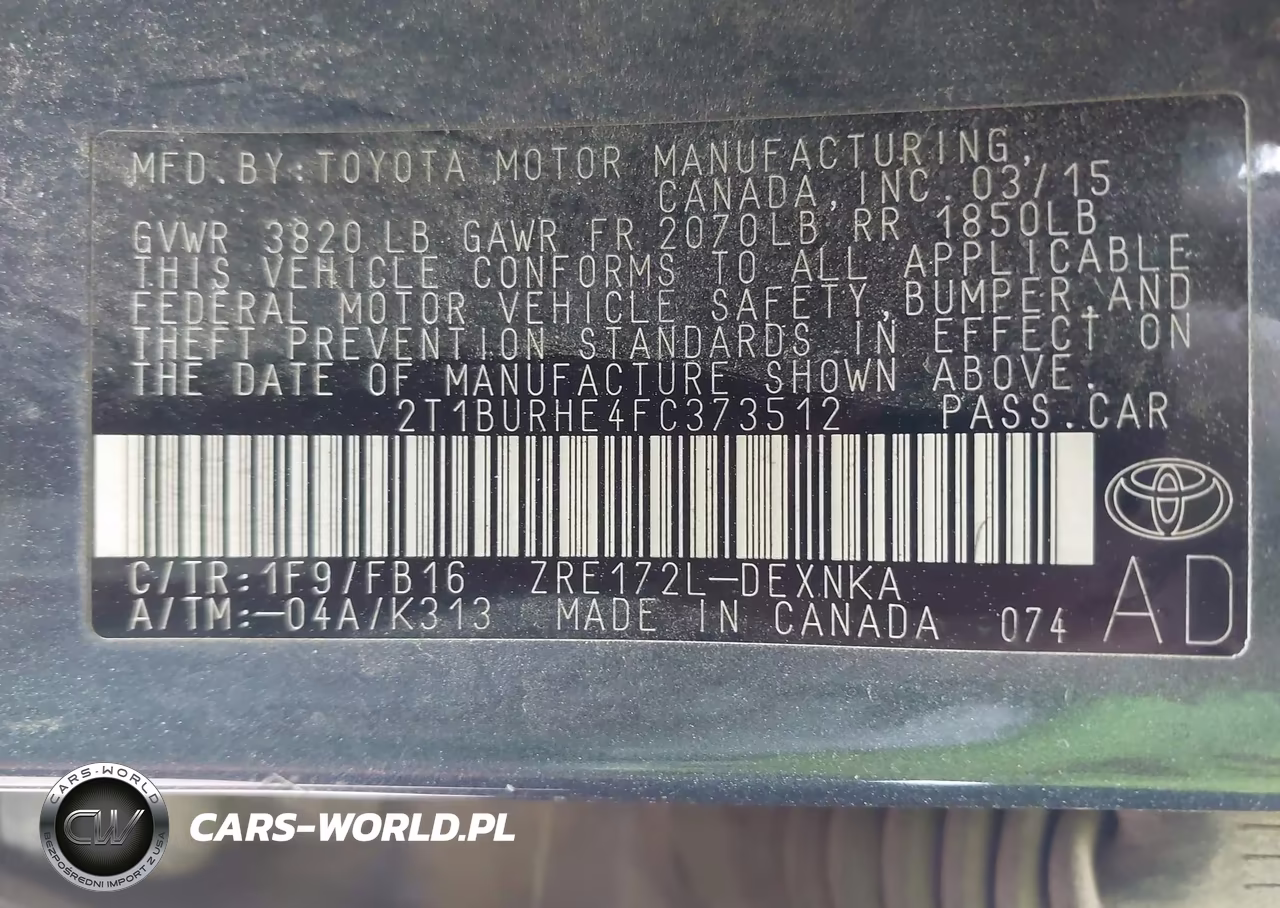 2015 Toyota Corolla Le VIN:2T1BURHE4FC373512 - 9