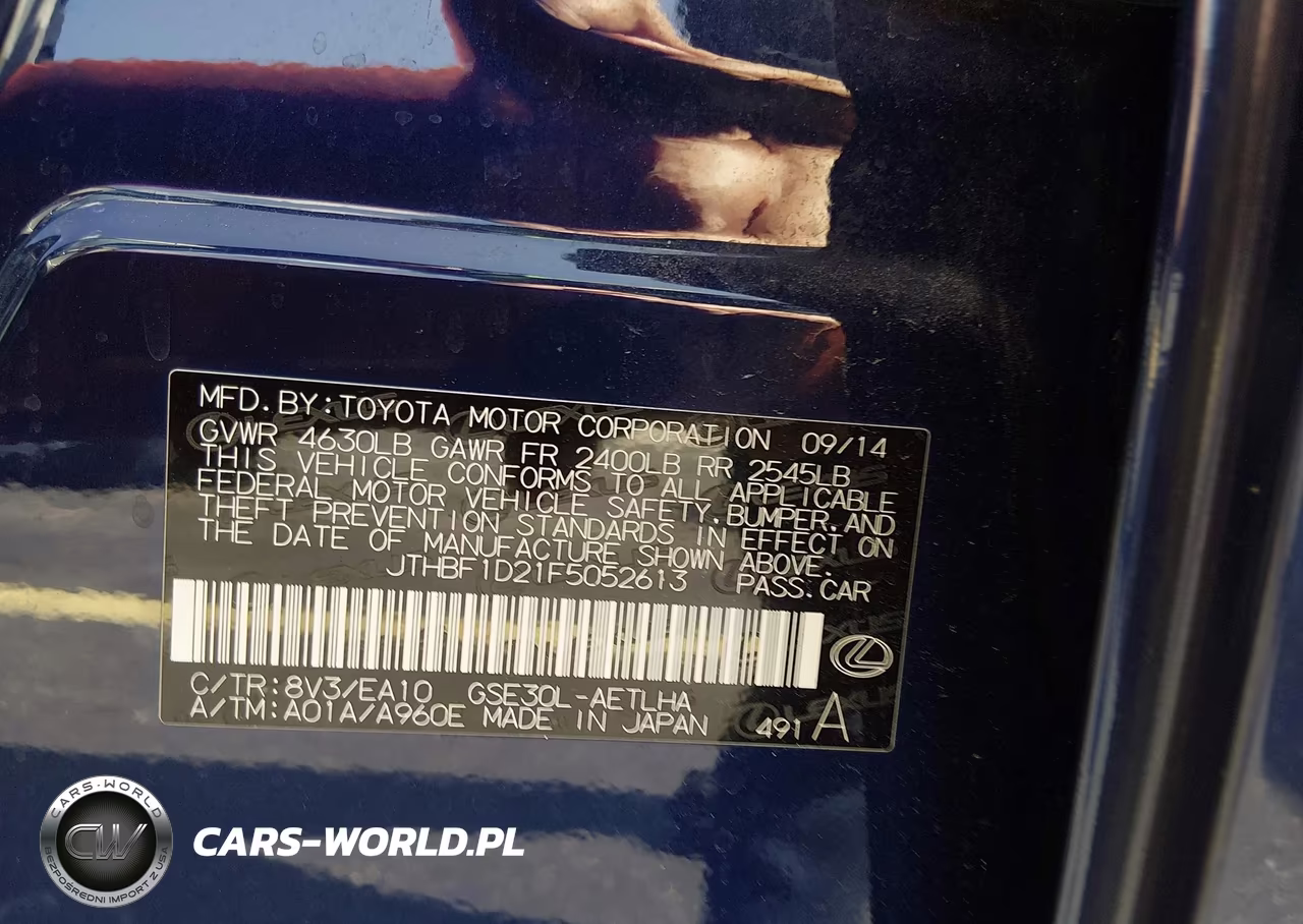 2015 Lexus Is 250 VIN:JTHBF1D21F5052613 - 9