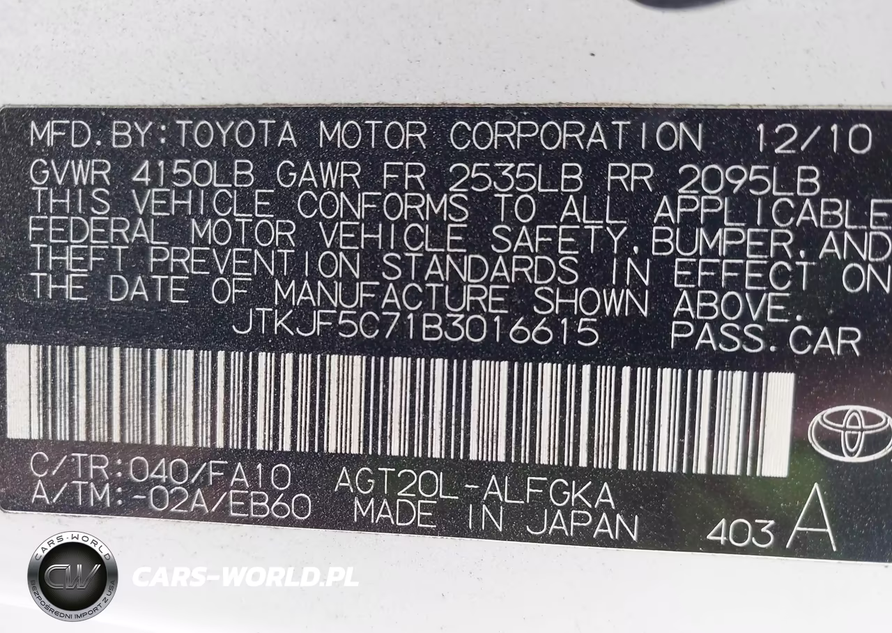 2011 Scion Tc VIN:JTKJF5C71B3016615 - 9