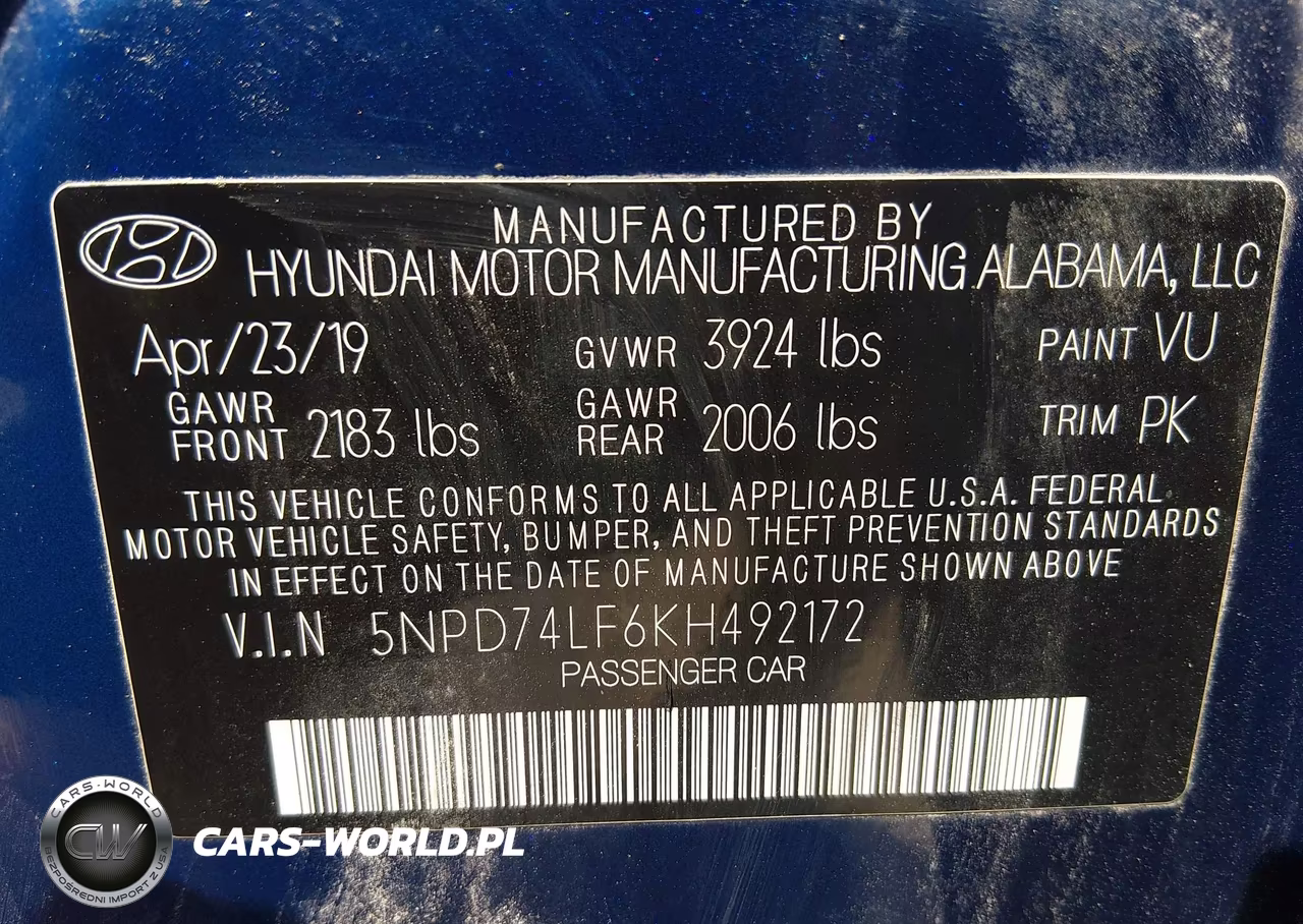 2019 Hyundai Elantra Se VIN:5NPD74LF6KH492172 - 9