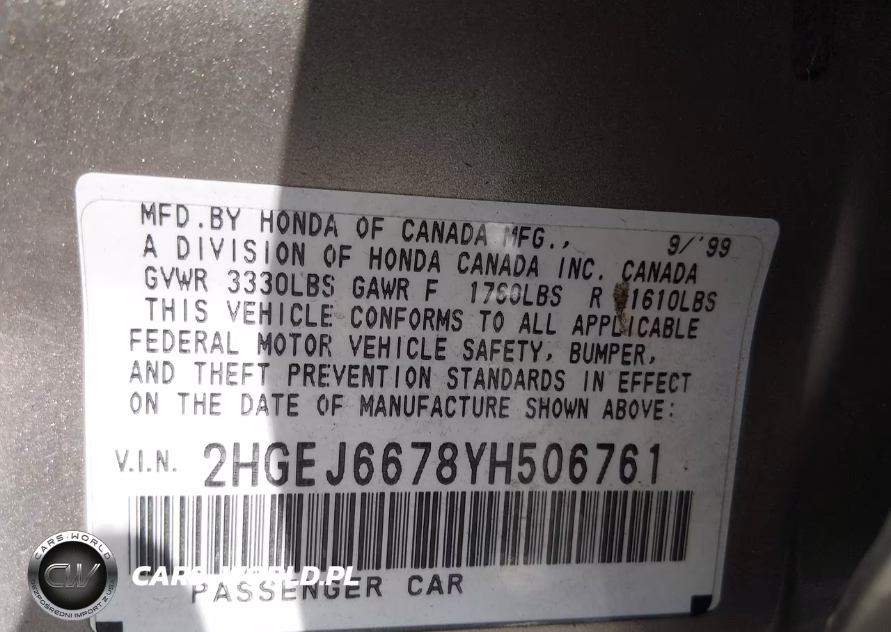 2000 Honda Civic Lx VIN:2HGEJ6678YH506761 - 9