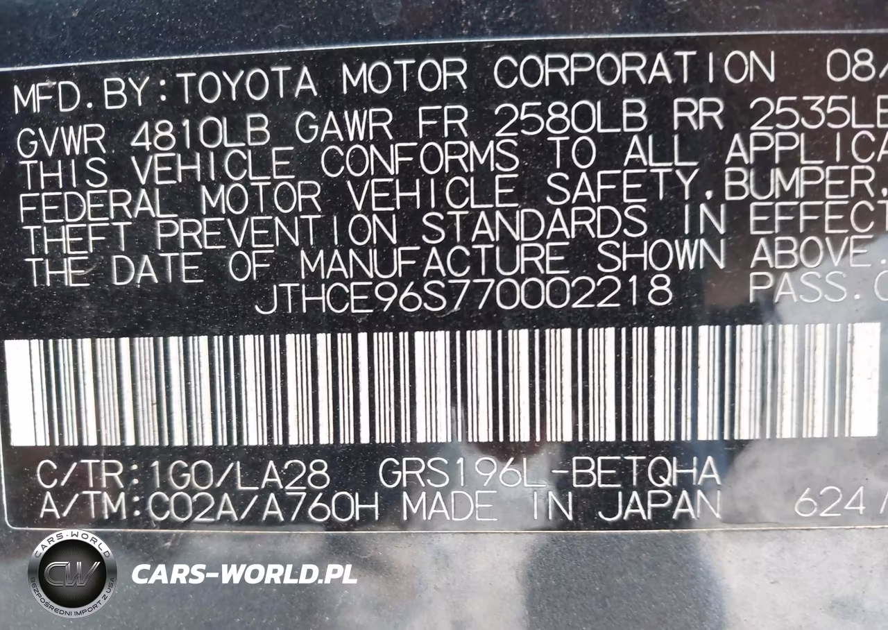 2007 Lexus Gs 350 VIN:JTHCE96S770002218 - 9