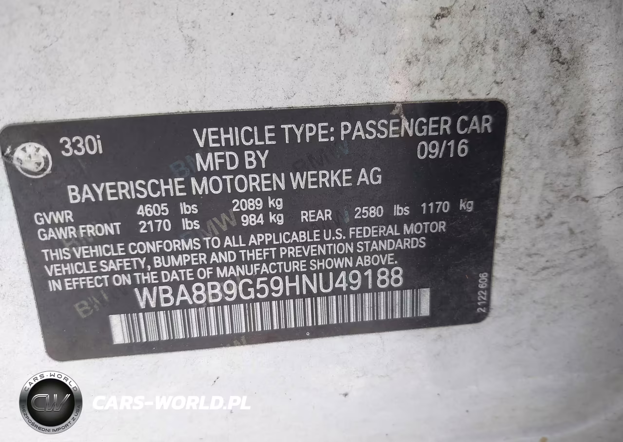 2017 BMW 3 Series 330I VIN:WBA8B9G59HNU49188 - 9