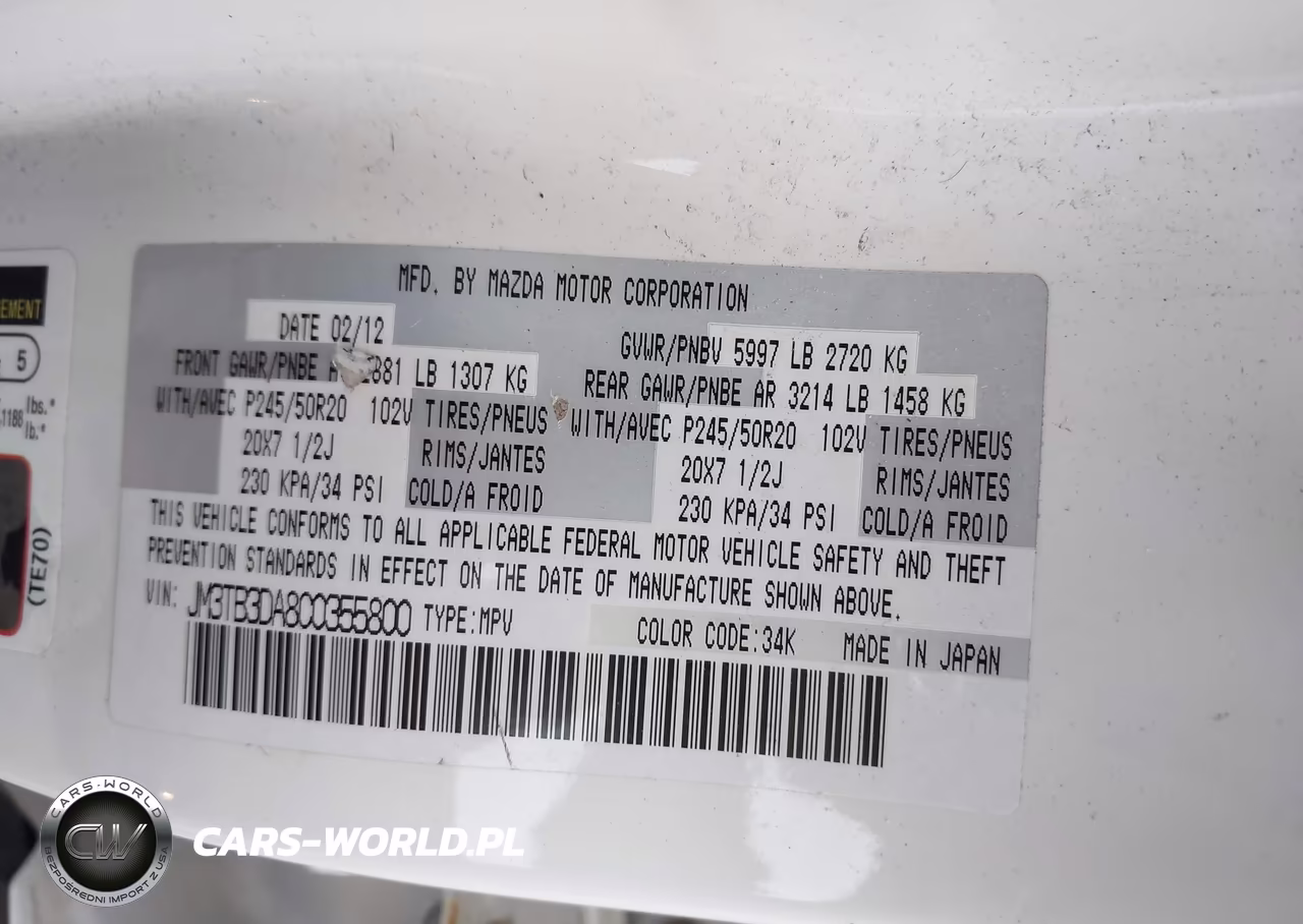 2012 Mazda Cx-9 Grand Touring VIN:JM3TB3DA8C0355800 - 9