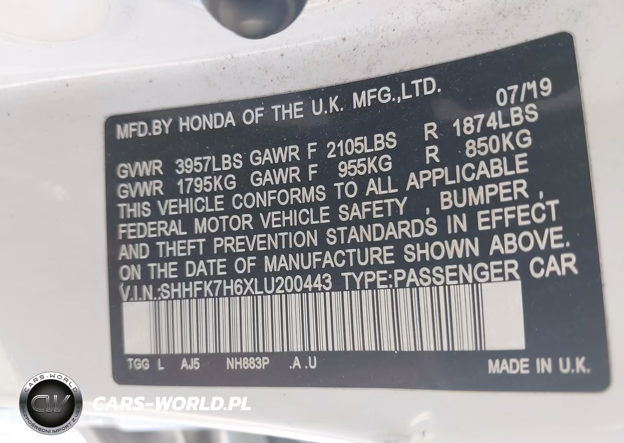 2020 Honda Civic Ex VIN:SHHFK7H6XLU200443 - 9