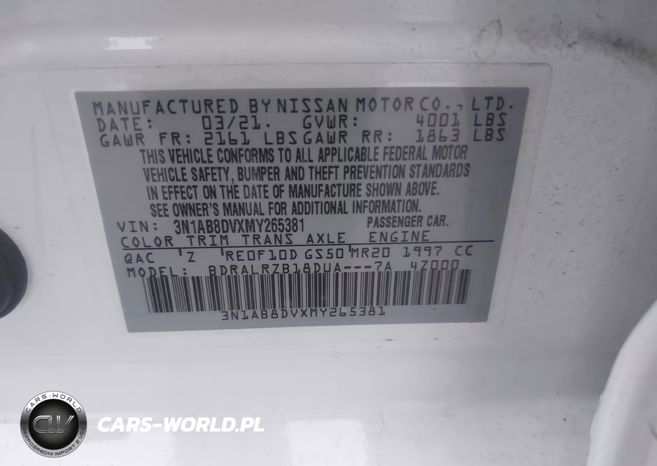 2021 Nissan Sentra Sr Xtronic Cvt VIN:3N1AB8DVXMY265381 - 9