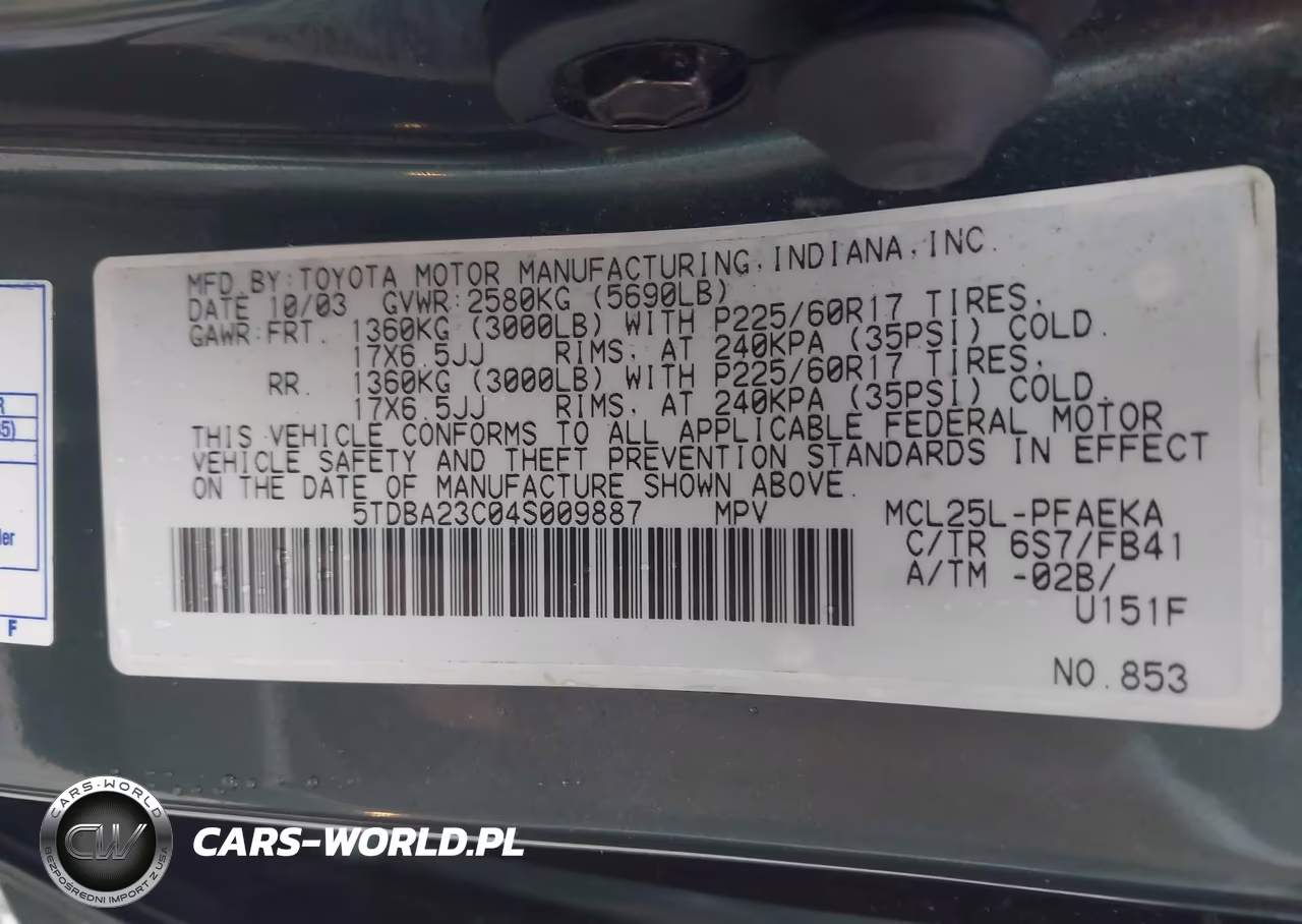 2004 Toyota Sienna Le VIN:5TDBA23C04S009887 - 9