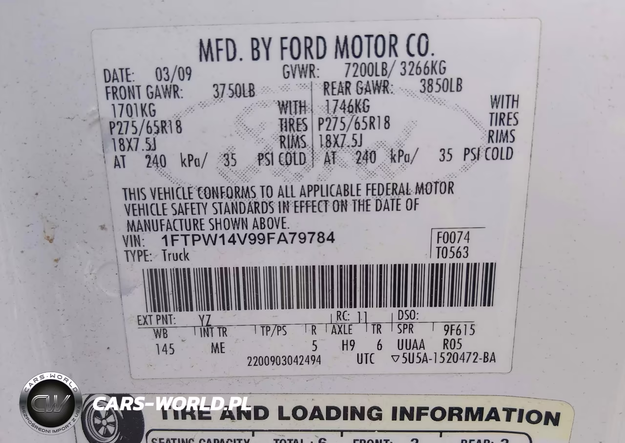 2009 Ford F-150 Fx4-King Ranch-Lariat-Platinum-Xl-Xlt VIN:1FTPW14V99FA79784 - 9