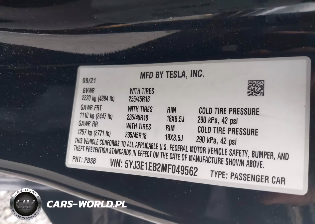 2021 Tesla Model 3 Long Range Dual Motor All-Wheel Drive VIN:5YJ3E1EB2MF049562 - 9