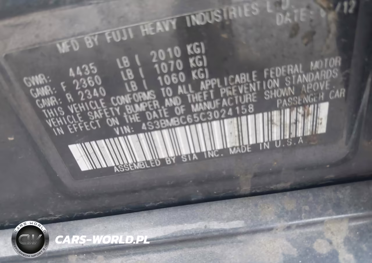 2012 Subaru Legacy 2.5I Premium VIN:4S3BMBC65C3024158 - 9