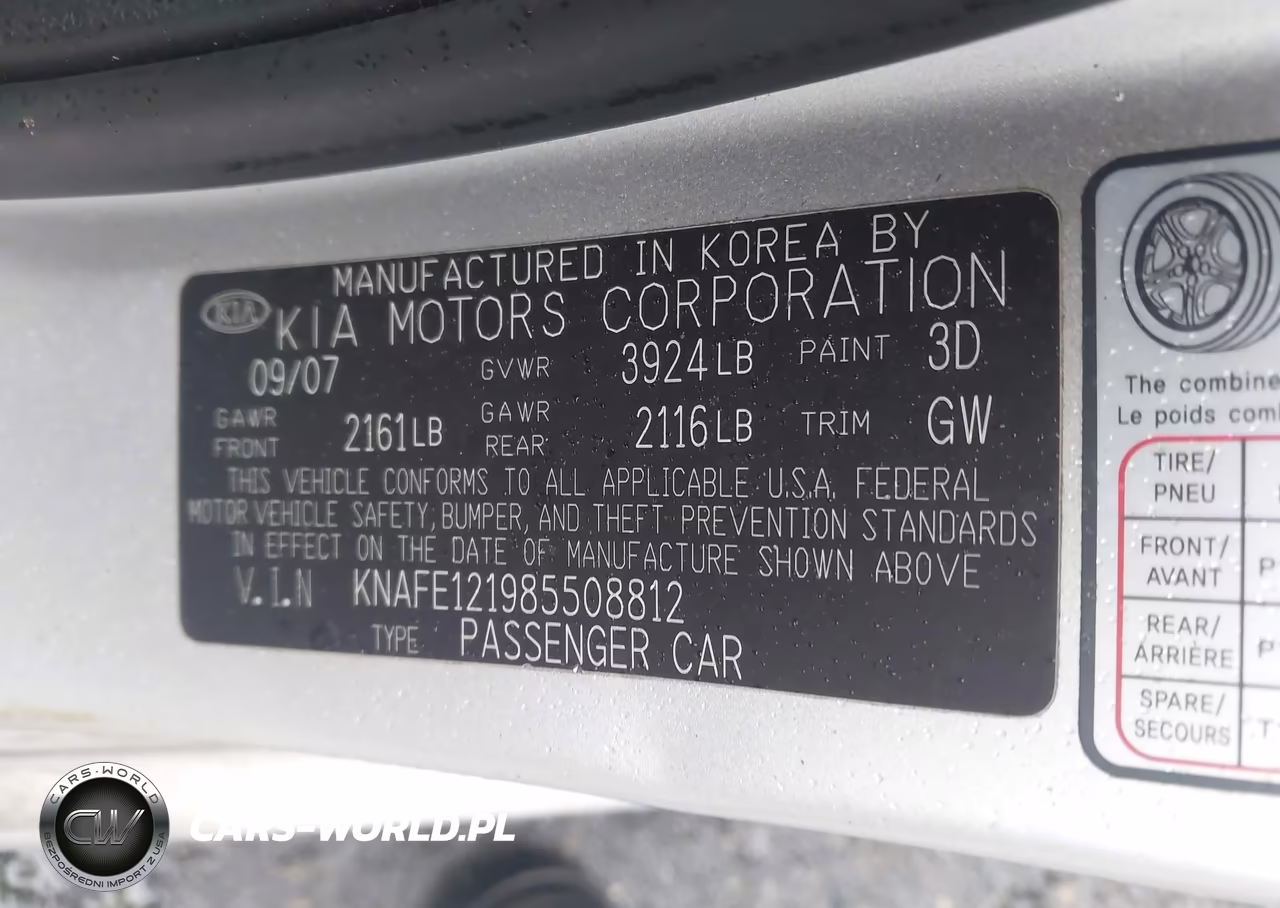 2008 Kia Spectra Lx VIN:KNAFE121985508812 - 9