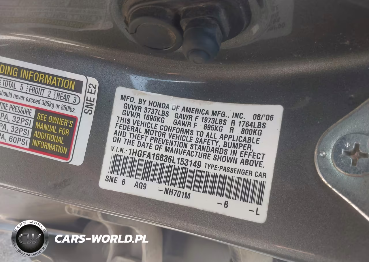 2006 Honda Civic Ex VIN:1HGFA16836L153149 - 9