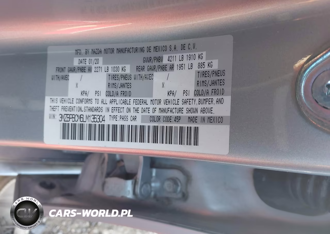 2020 Mazda 3 Select VIN:3MZBPBCM6LM135304 - 9