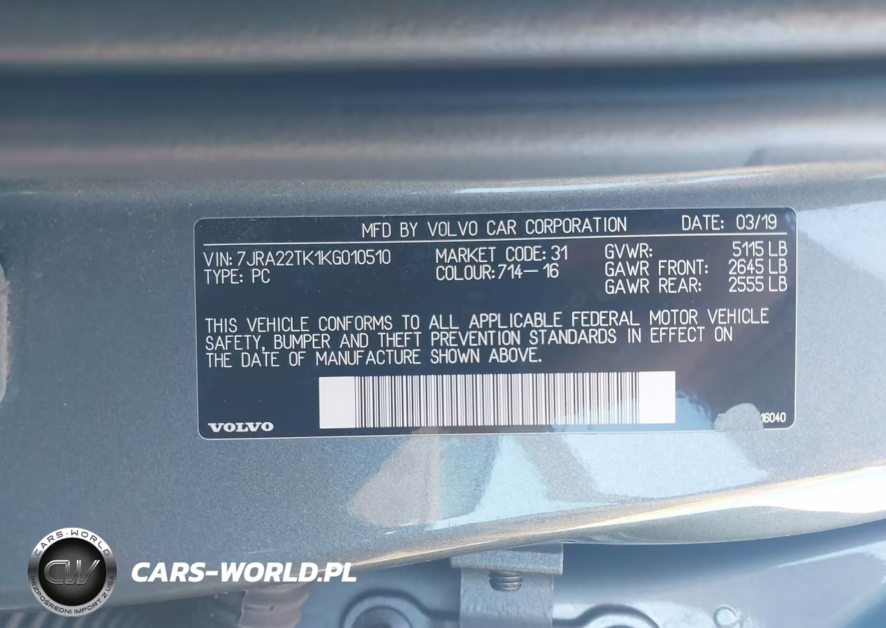 2019 Volvo S60 T6 Momentum VIN:7JRA22TK1KG010510 - 9